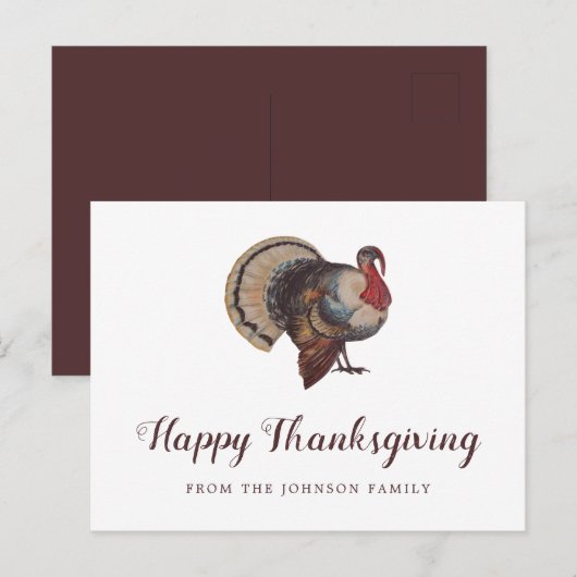 Oude kalkoen Prettig Thanksgiving Briefkaart (Voorkant / Achterkant)