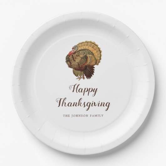 Oude kalkoen Prettig Thanksgiving-diner  Papieren Bordje (Voorkant)