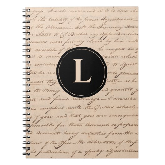 Oude kalligrafie van Antiek Letter Monogram Writer Notitieboek (Voorkant)