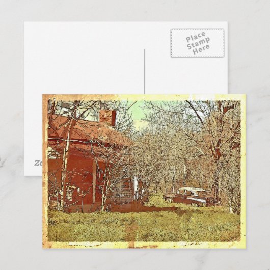 Oude kamer en auto briefkaart (Voorkant / Achterkant)