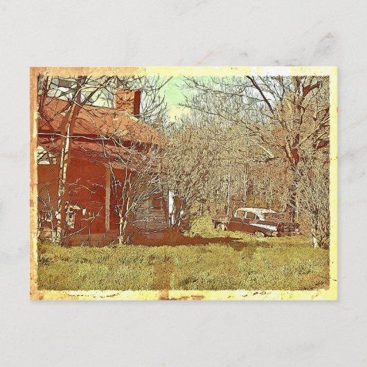 Oude kamer en auto briefkaart (Voorkant)