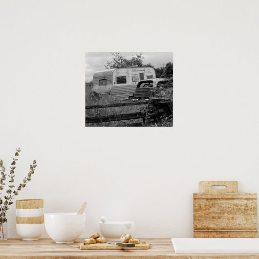 Oude kamper in zwart-wit poster (Keuken)