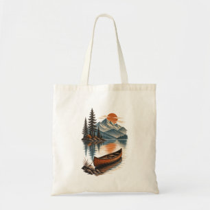 Oude Kanaalboot Onder Bergzonsondergang Tote Bag