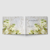 Oude kant met witte bloemen bruiloft gastenboek (Volledig)