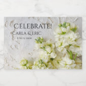 Oude kant met witte bloemen sparkling wijnetiket (Enkel label)