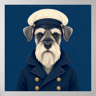 Oude kapitein Schnauzer-hond portretposter Poster