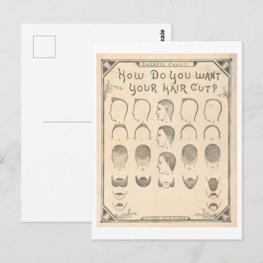 Oude Kapper Grafiek Postkaart (Voorkant / Achterkant)