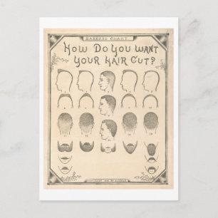 Oude Kapper Grafiek Postkaart