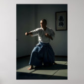 Oude Karate Meester Uitvoerende Kata Poster (Voorkant)