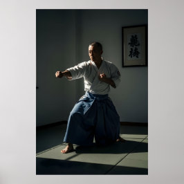 Oude Karate Meester Uitvoerende Kata Poster