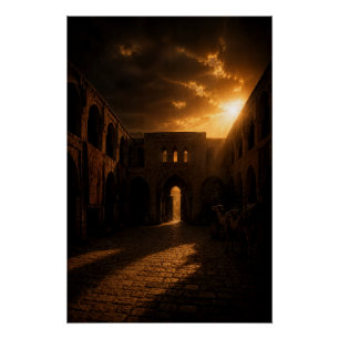 Oude Karavanserai Zonsondergang Poster