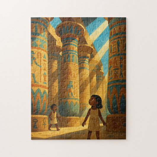 Oude Karnak Kolommen Heilige Puzzel Blauw (Verticaal)