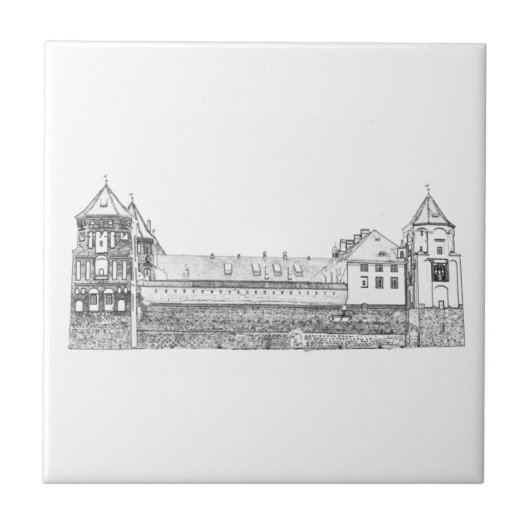 Oude Kasteel Architectuur Schets Tegeltje (Voorkant)