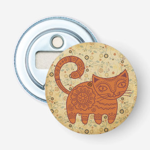 Oude kat, antieke ontwerp kunst, antieke kat, button flesopener