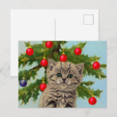 Oude kat en kerstboom briefkaart (Voorkant / Achterkant)