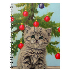 Oude kat en kerstboom notitieboek