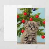 Oude kat en kerstboom notitiekaartje (Voorkant / Achterkant)