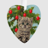 Oude kat en kerstboom ornament (voorkant)