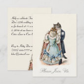 Oude kat kunst trouw jubileum uitnodiging (Voorkant / Achterkant)