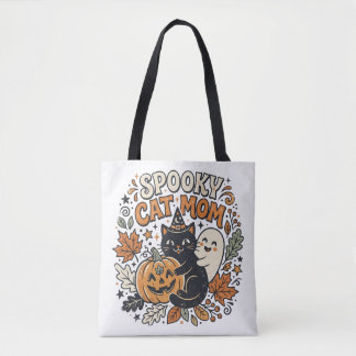 Oude kat moeder Halloween grafisch Tote Bag