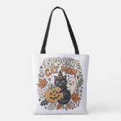 Oude kat moeder Halloween grafisch Tote Bag (Achterkant)