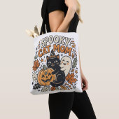 Oude kat moeder Halloween grafisch Tote Bag (Dichtbij)
