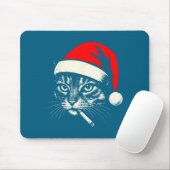 Oude Kat Rokt Sigaret Kerstkat Santa Muismat (Met muis)