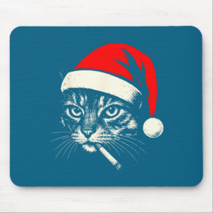 Oude Kat Rokt Sigaret Kerstkat Santa Muismat