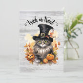 Oude kat rustieke aangepaste Halloween-feest Kaart (Staand voorkant)