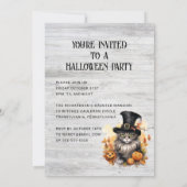 Oude kat rustieke aangepaste Halloween-feest Kaart (Achterkant)