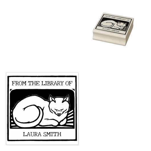 Oude Kat Uit De Bibliotheek Van Rubberstempel (Gestempeld)