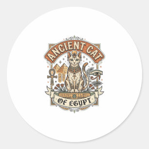 Oude Kat Van Egypte Kat Oud Egypte Vintage Vec Ronde Sticker