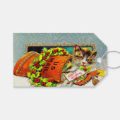 Oude kat vrolijk kerstfeest cadeaulabel (Voorkant (Horizontaal))