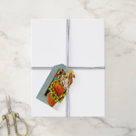Oude kat vrolijk kerstfeest cadeaulabel
