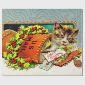 Oude kat vrolijk kerstfeest  cadeaupapier (Vlak)