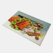 Oude kat vrolijk kerstfeest  deurmat (Schuin)