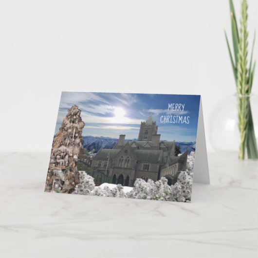 Oude kathedraal en kerstboom kaart (Voorkant)