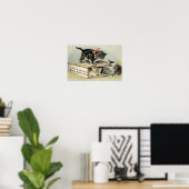 Oude katjes uit het Victoriaanse tijdperk op zeepa Poster (Thuiskantoor)