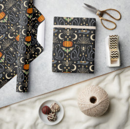 Oude katten Art Deco Halloween Cadeaupapier