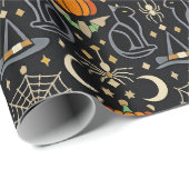 Oude katten Art Deco Halloween Cadeaupapier (Rol Hoek)