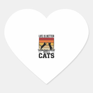 Oude katten citaat Retro zonsondergang Kattenliefh Hart Sticker