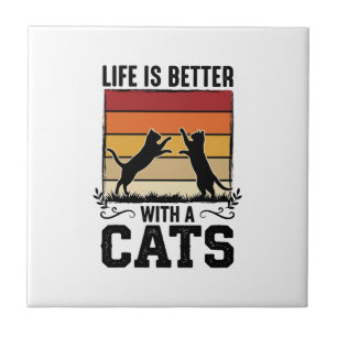 Oude katten citaat Retro zonsondergang Kattenliefh Tegeltje