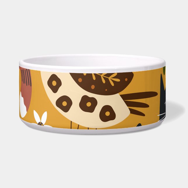 Oude katten en vogels, handgetekend. voerbakje (Voorkant)