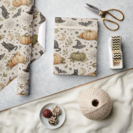 Oude katten pompoenen Halloween Cadeaupapier
