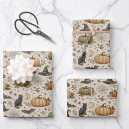 Oude katten pompoenen Halloween Inpakpapier Vel