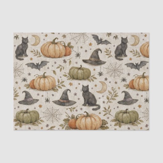 Oude katten pompoenen Halloween Tissuepapier (Voorkant)