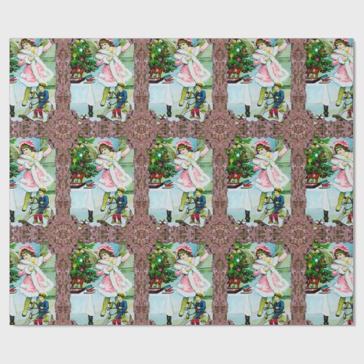 Oude keizerkerst onder de boom cadeaupapier (Vlak)