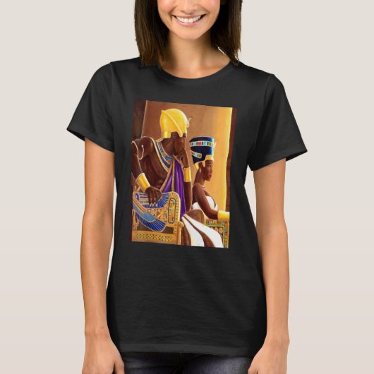 Oude Kemet 2 Egyptische Royalty Pharaoh en zijn vr T-shirt (Voorkant)