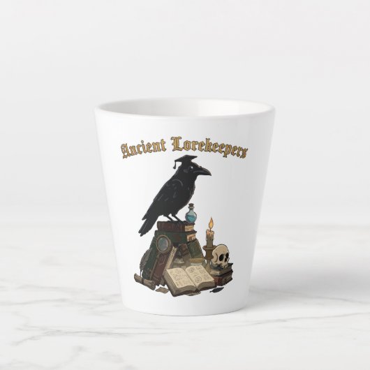 Oude Kennisonderhouder Raven | Dark Academia Gotie Latte Mok (Voorkant)