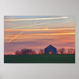 Oude Kentucky Barn op zonsopgang Poster